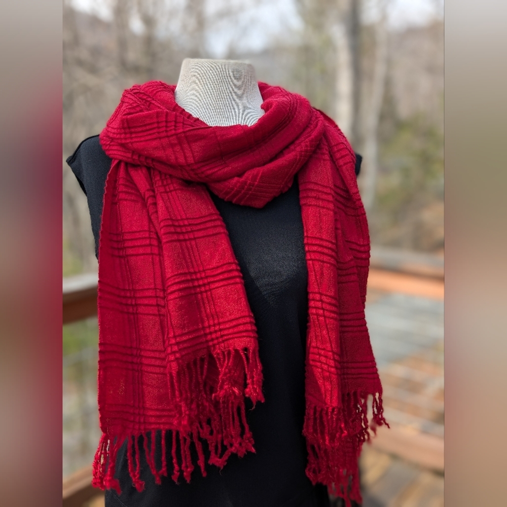 Deep Red Soft Lightweight Scarf - Picture 5 of 5